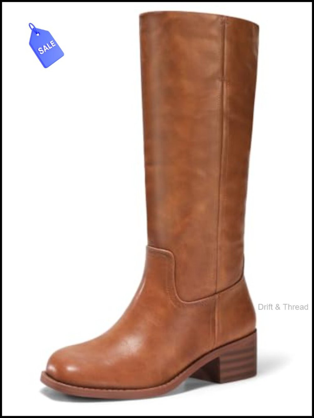 Women's Knee High Boots Square Toe Chunky Block Heel Tall Boots Comfortable Low